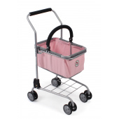 Supermarkt-Einkaufswagen mit Tragekorb Melange grau-rosa